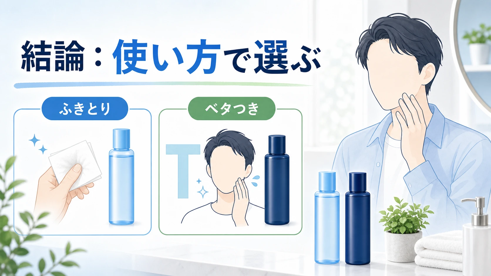 アクネス化粧水はベタつき方と使い方で選ぶことを整理した図解
