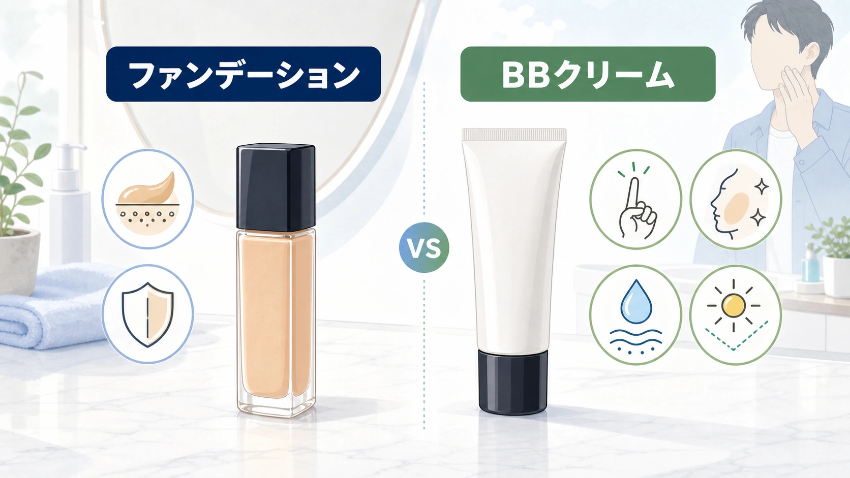ファンデーションとBBクリームの違いを整理した図解