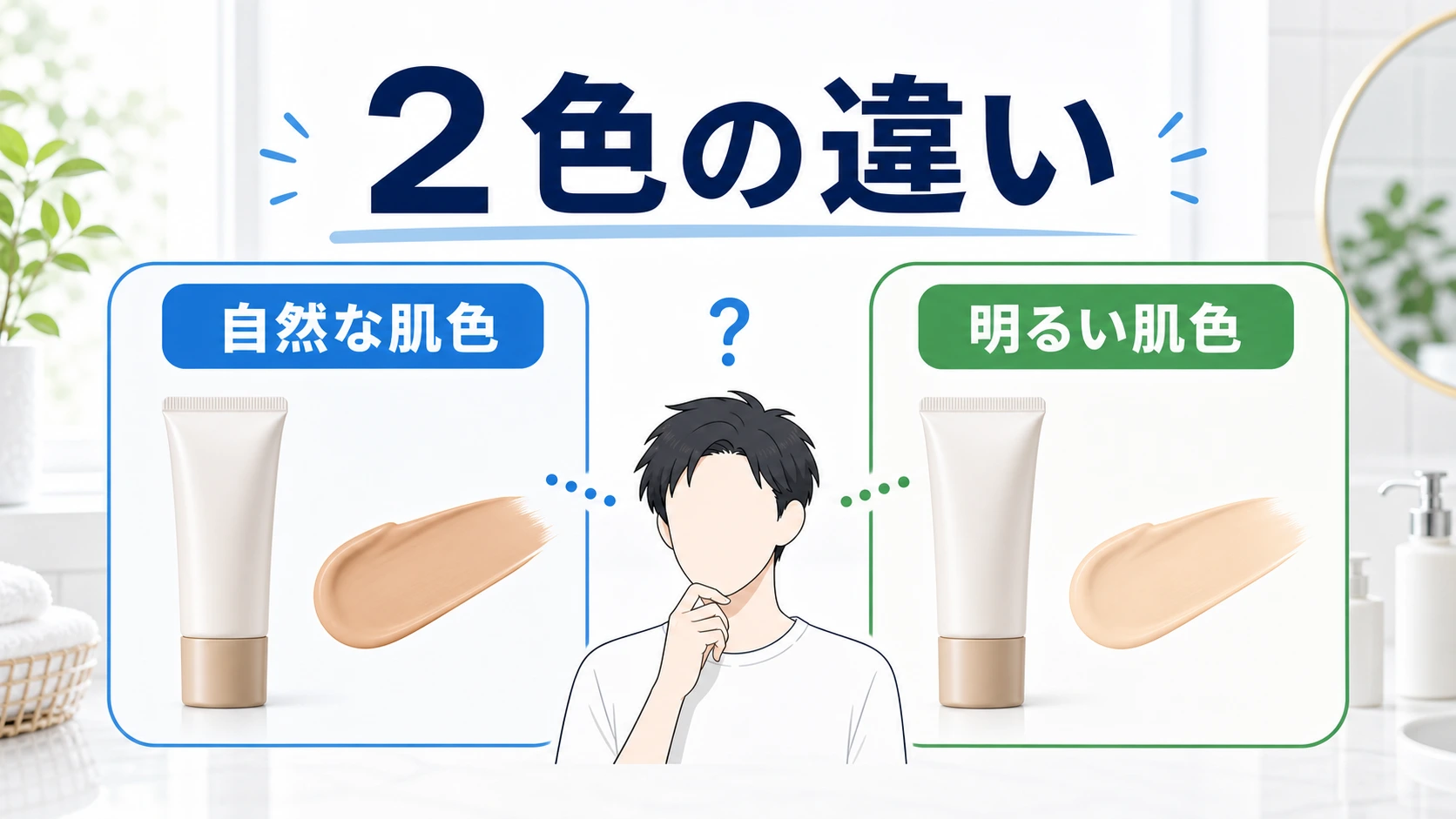 キュレルBBクリームの自然な肌色と明るい肌色の違いを整理した図解