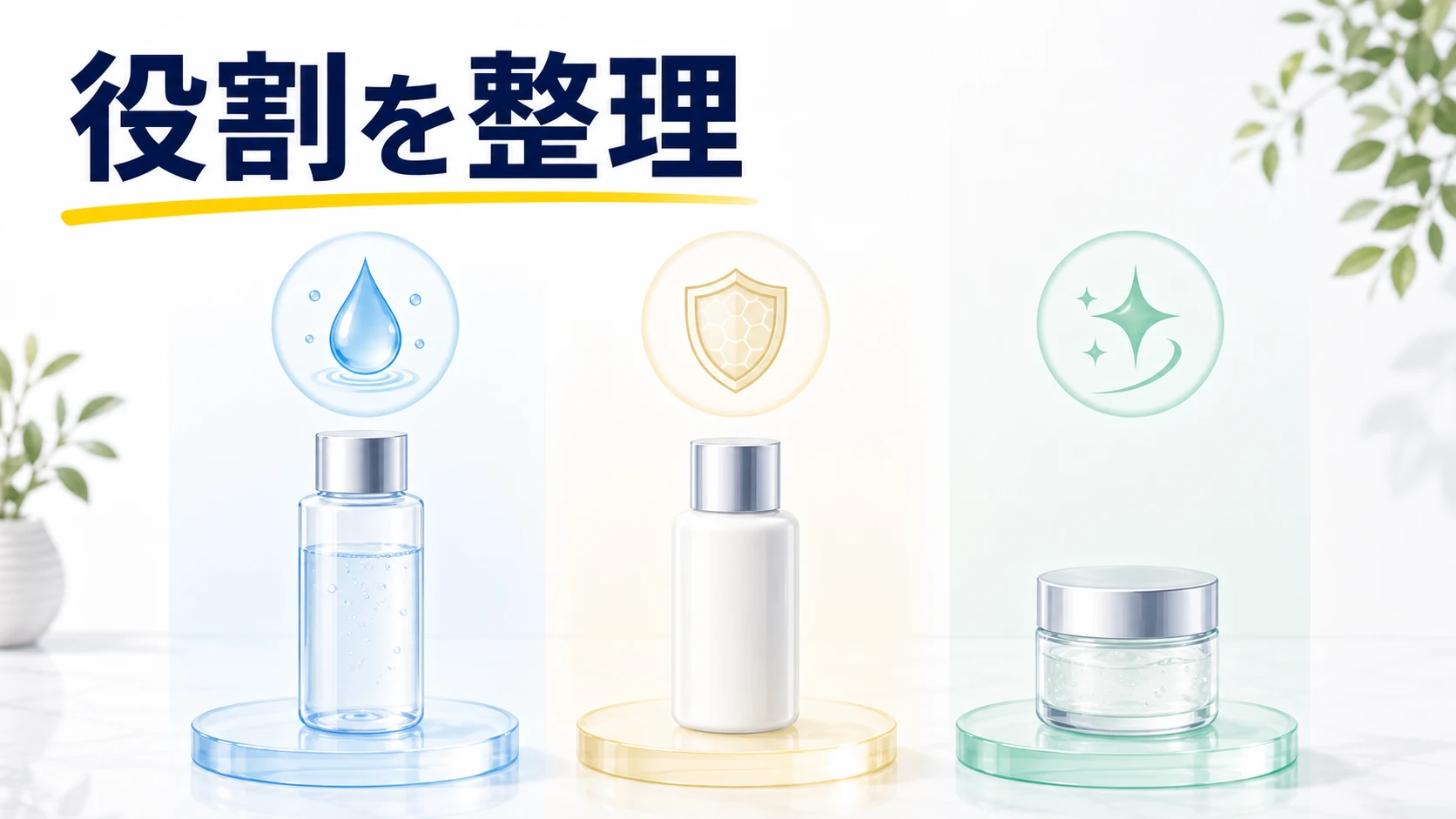 化粧水と乳液とオールインワンの役割を整理した図解