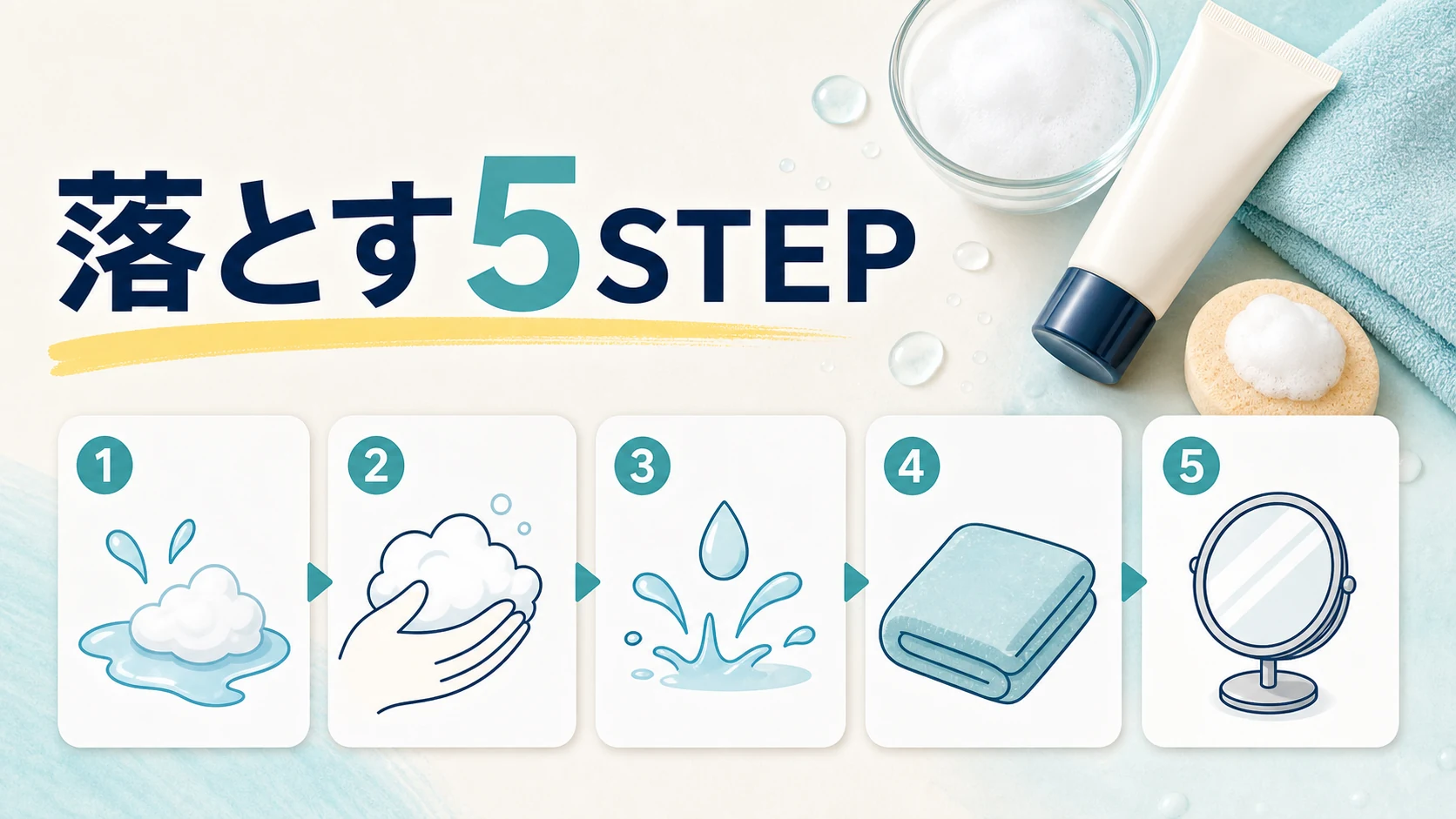 メンズBBクリームを落とす5ステップを整理した図解
