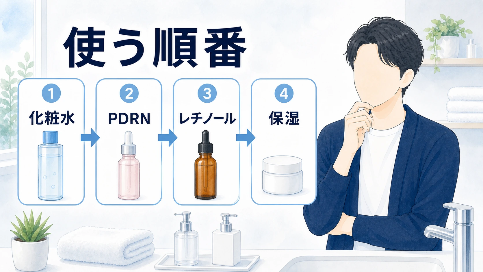レチノールとPDRNを併用する順番を整理した図解