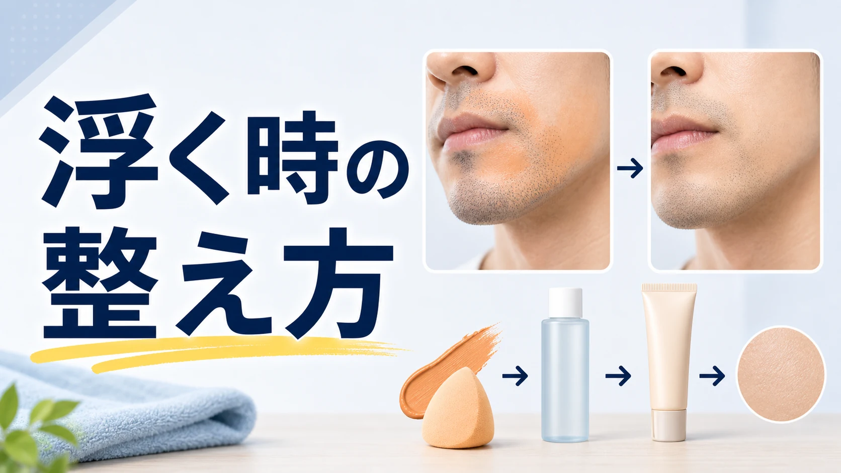 青髭コンシーラーだけで浮く時にBBや保湿で整える方法を示した図解