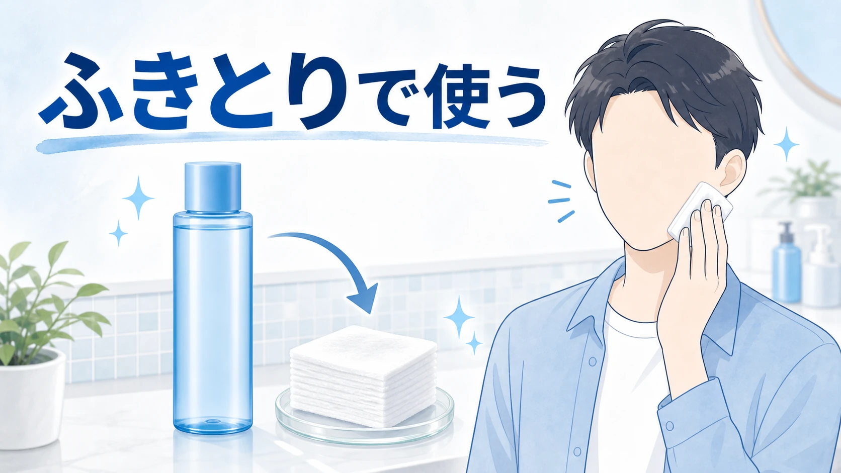 薬用クリア化粧水をふきとりとして使う時のポイントを整理した図解