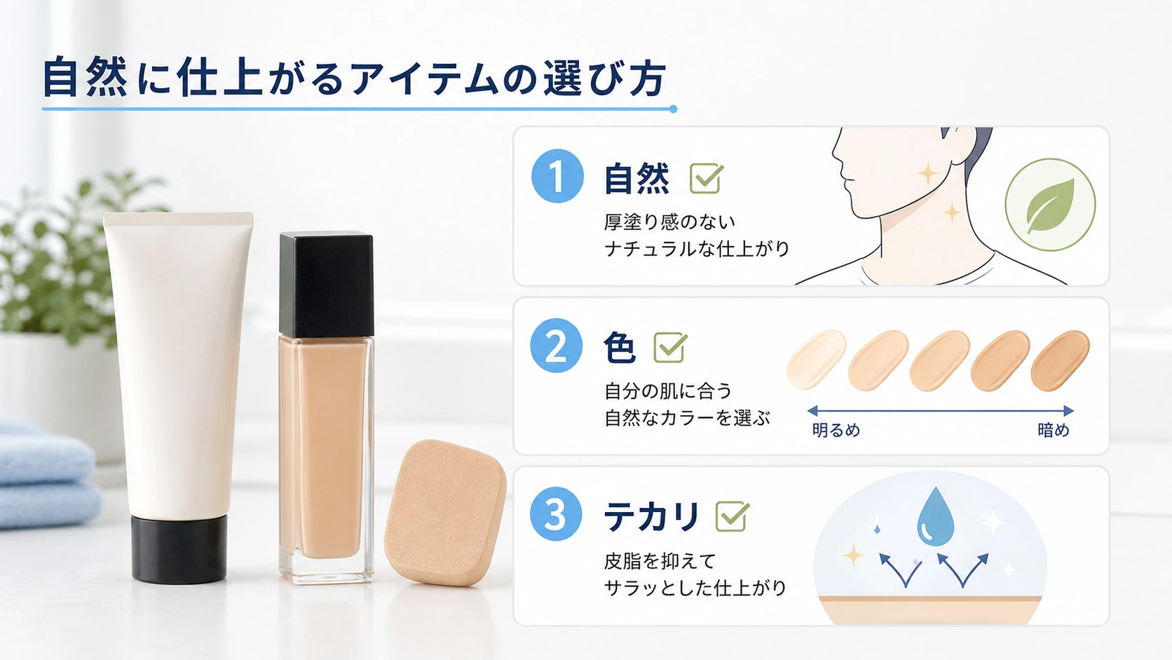 バレにくいファンデーションとBBクリームの選び方図解