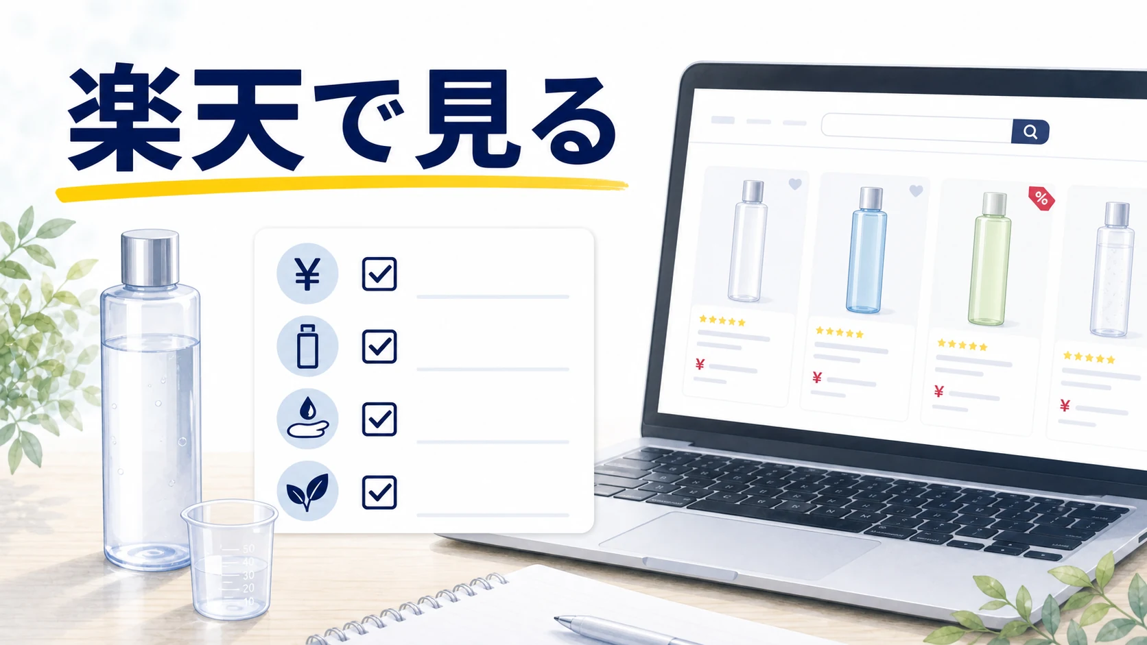 楽天で化粧水を選ぶときの確認ポイントを整理した図解