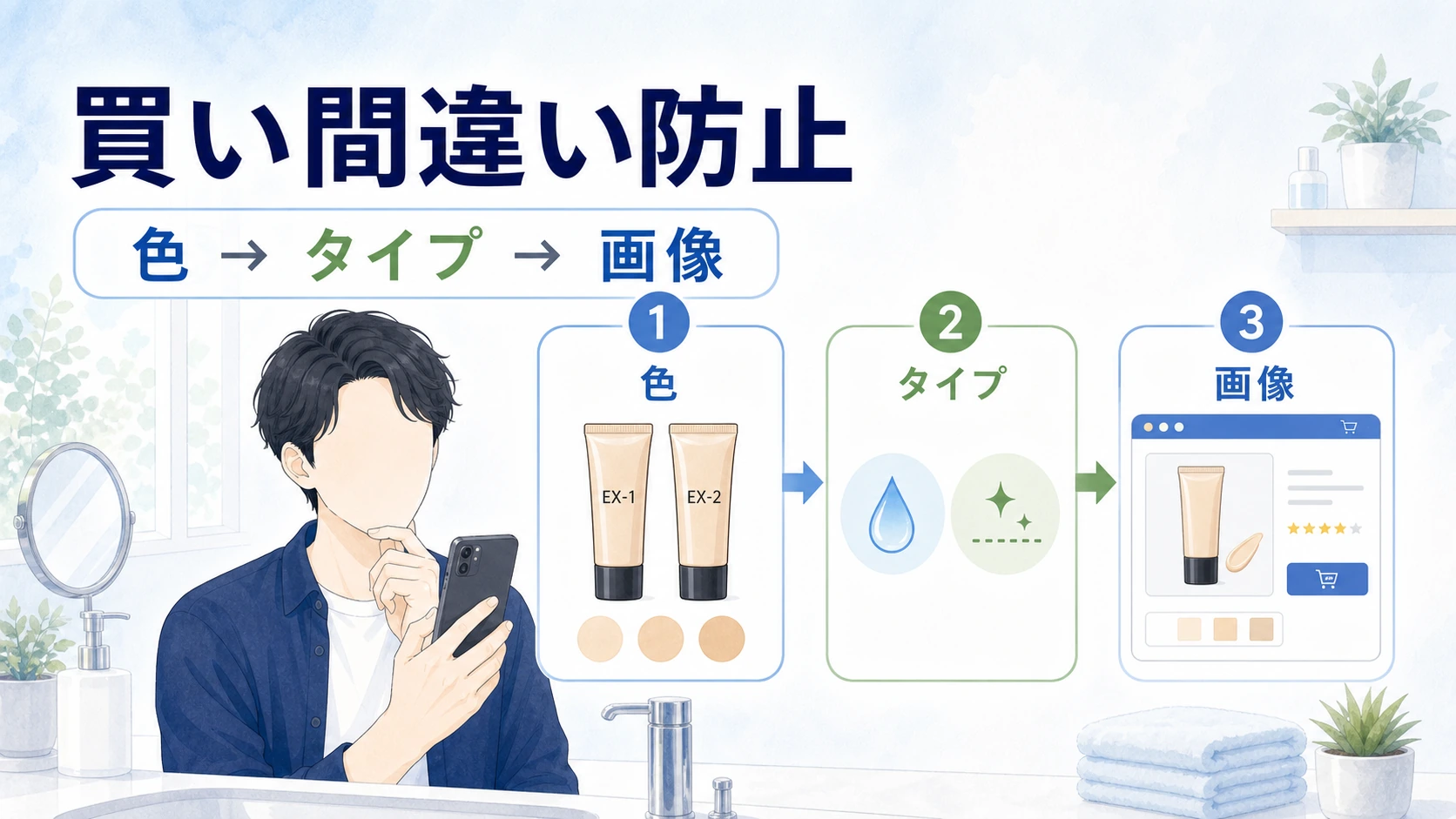 ケイトBBクリームは色を決めてからタイプを選ぶと買い間違いにくいことを整理した図解