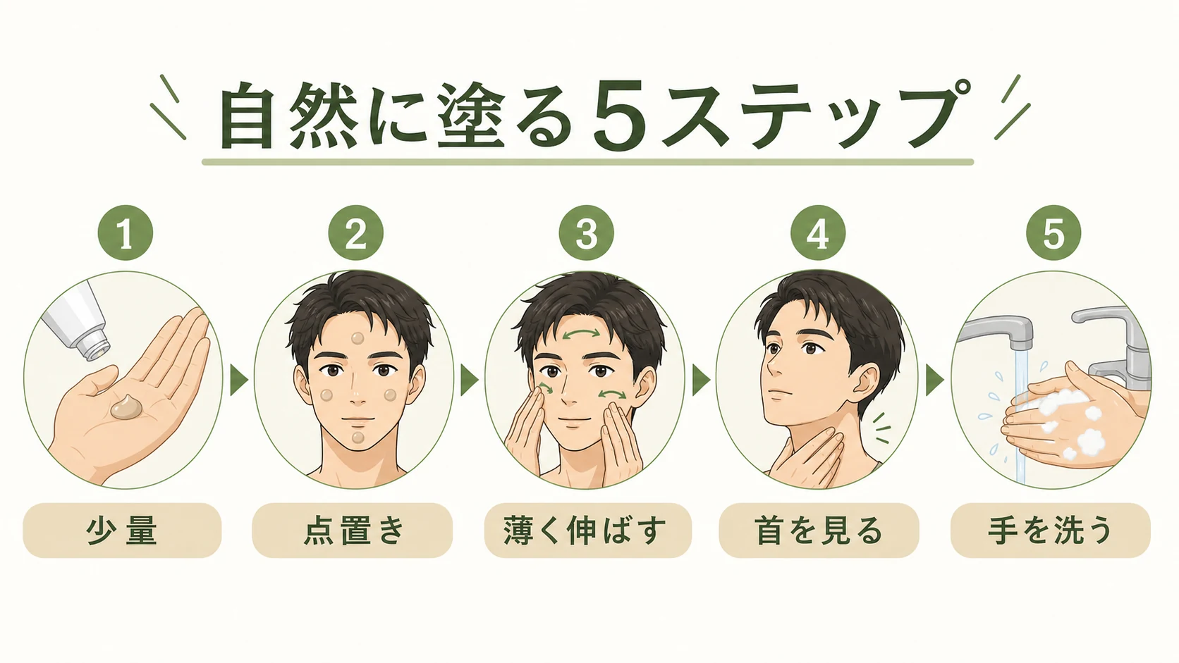 レベル3と5を自然に塗る手順を整理した図解