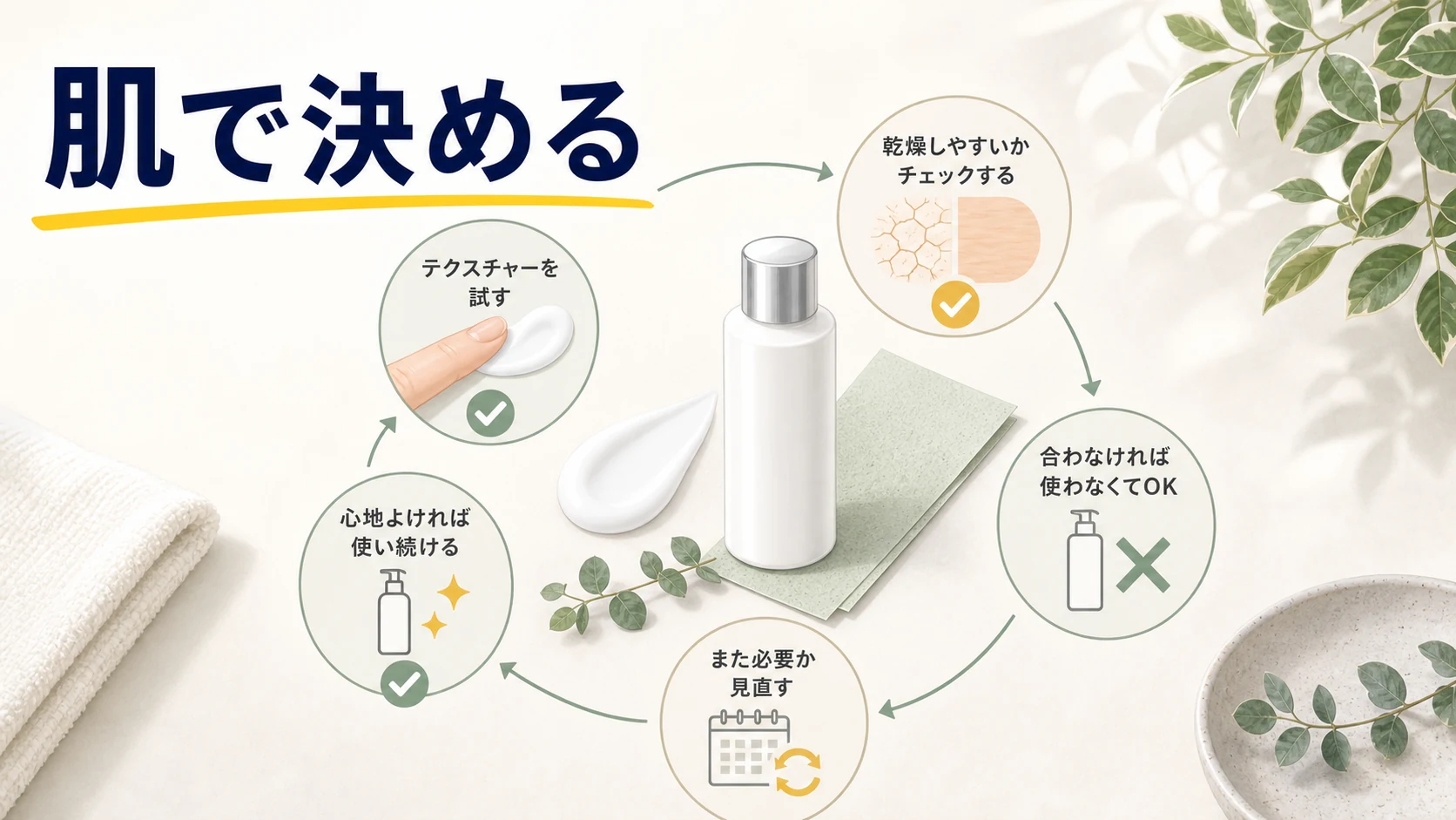 メンズ乳液はいらないで止めず肌の反応で決めることを整理したまとめ図解