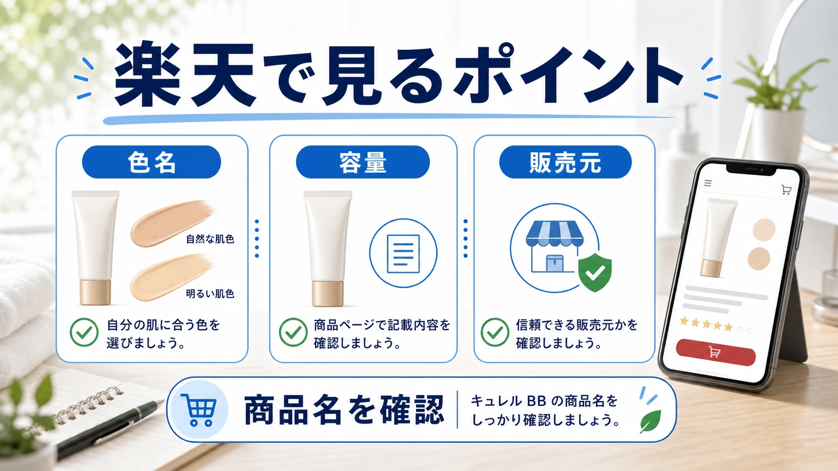 楽天でキュレルBBクリームを買う前に色名と容量と販売元を見る図解