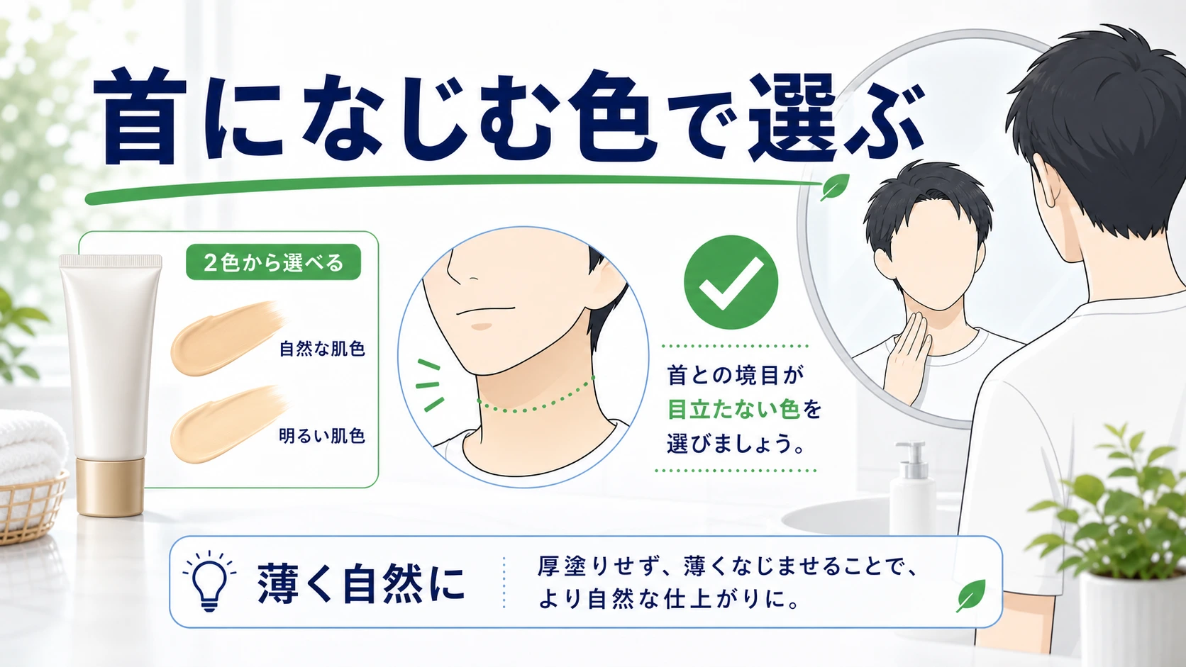 キュレルBBクリームは首になじむ色で選ぶまとめ図解