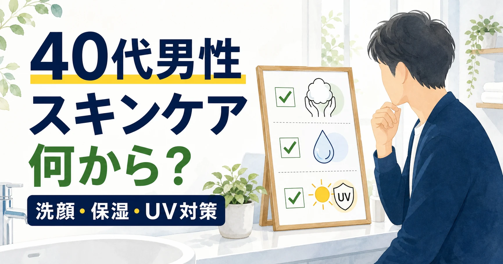 40代男性のスキンケアは何から？最初に整える5つの基本のアイキャッチ