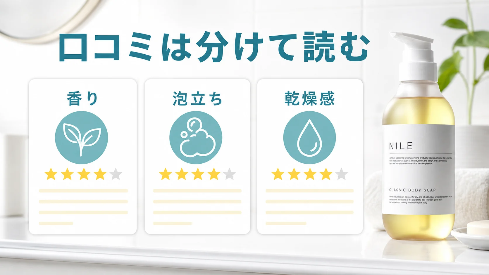 NILEボディソープの口コミは香り泡立ち乾燥感を分けて読む図解