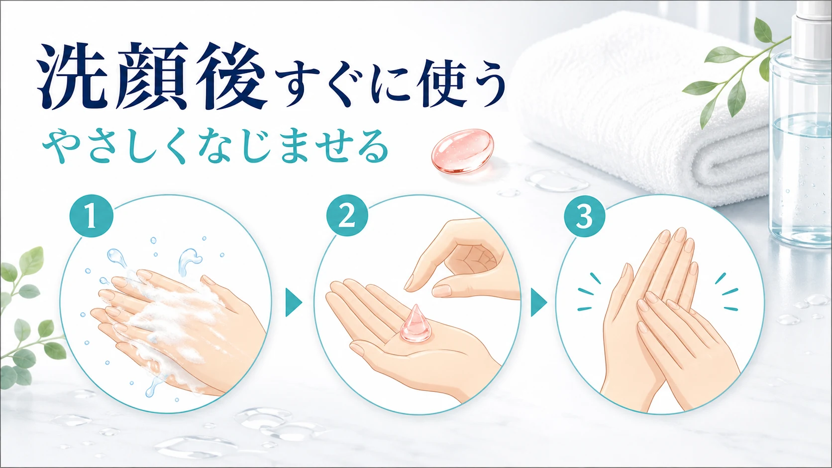 洗顔後すぐのアスタリフトジェリーの使い方と注意点の図解