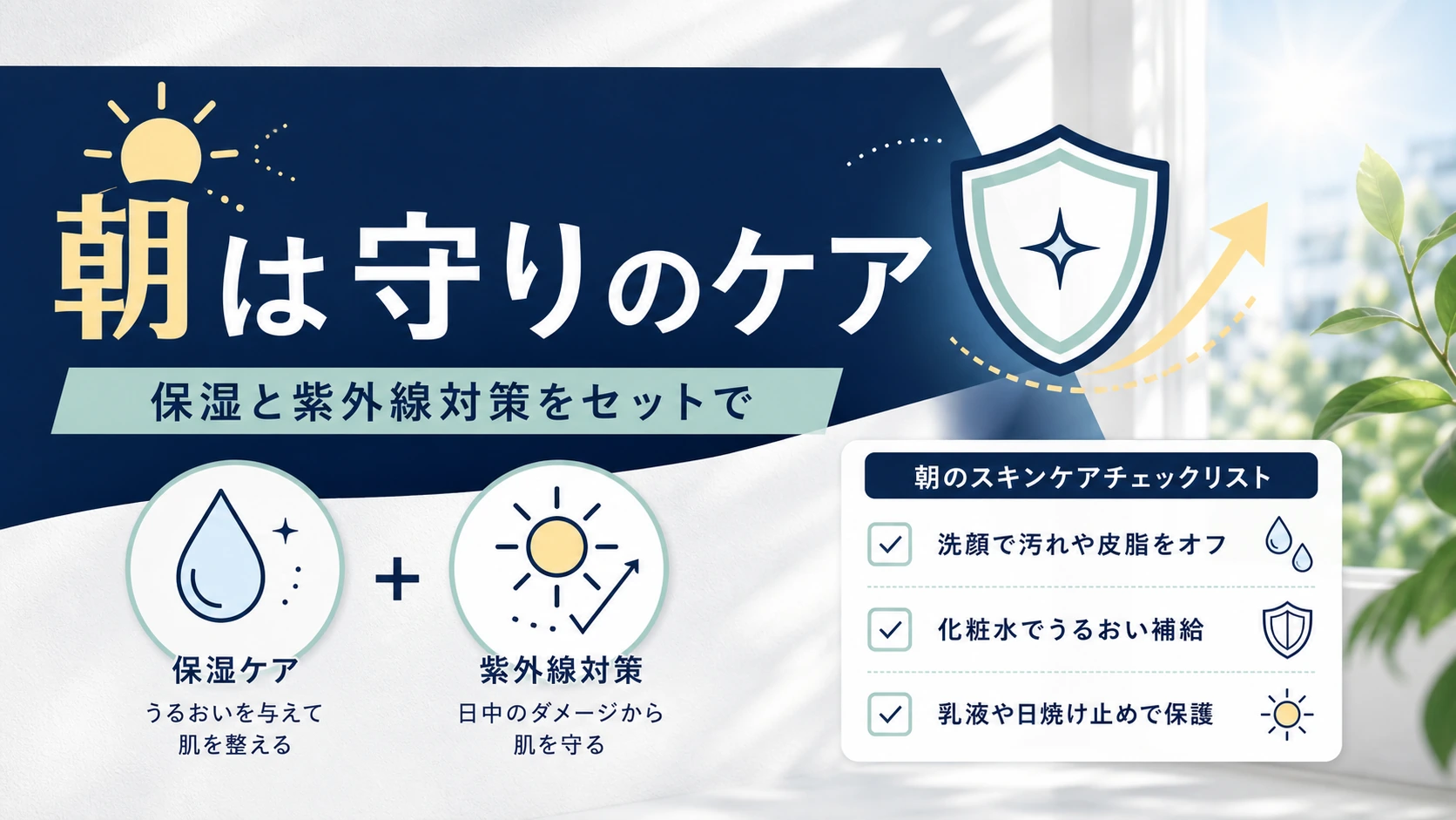 朝は保湿と紫外線対策までセットで考えることを整理した図解