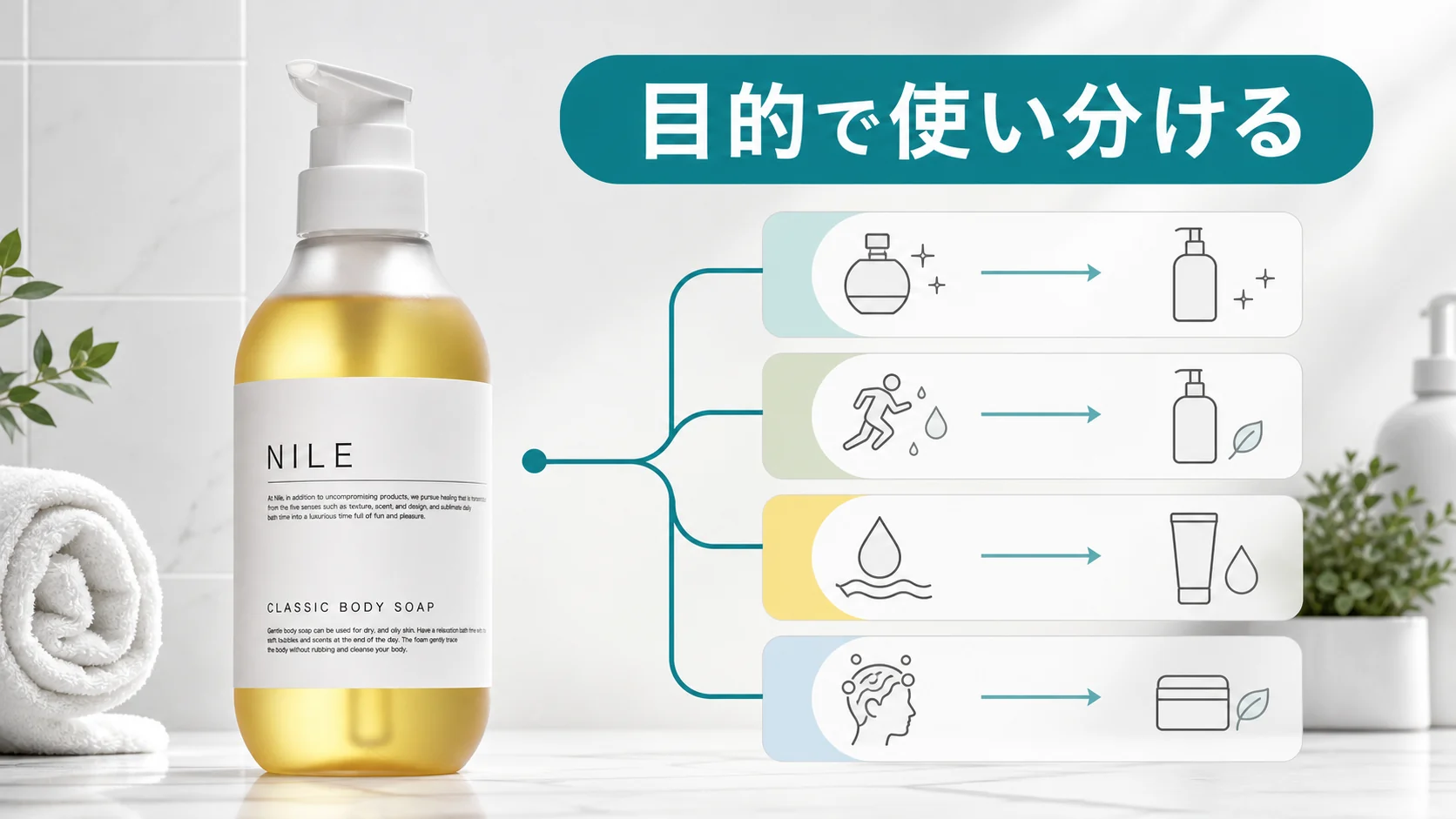 NILEボディソープと他のボディソープの使い分け図解