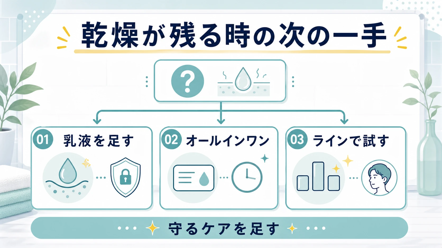 化粧水だけで乾燥が残る時のステップアップ図解